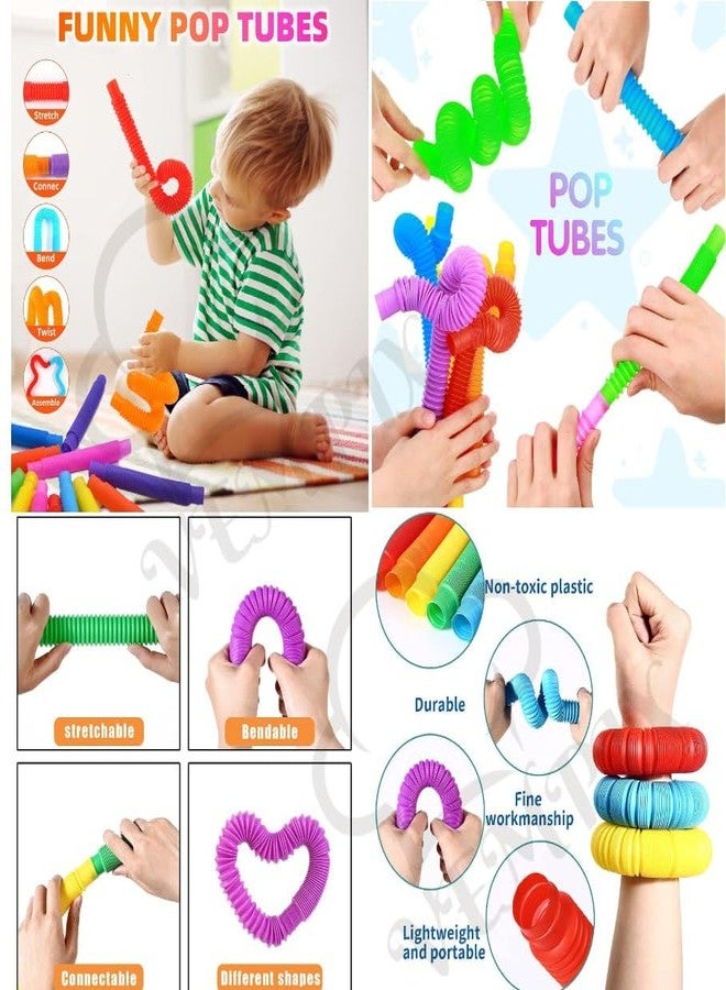 VEMPIX Pop Tubes Fidget Toy, Sensory Tubes, Poppin Pipes for Kids, Stress Relief Stretch Bend Build and Connect Toy, Fidget Toys for Sensory Learning, Colorful Pop Tubes (30-Pop Tube) - Image 2